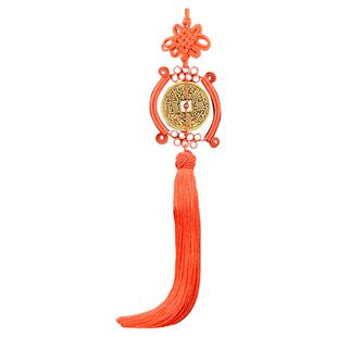 万寿无疆铜钱加厚加强黄铜材质红黄绳中国结吉祥物挂件寅亥堂出品