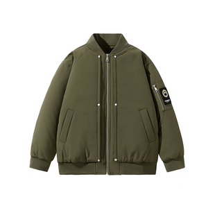 韦恩泽维尔宽松大码潮牌加肥加大冬棒球领加厚保暖羽绒服外套5825