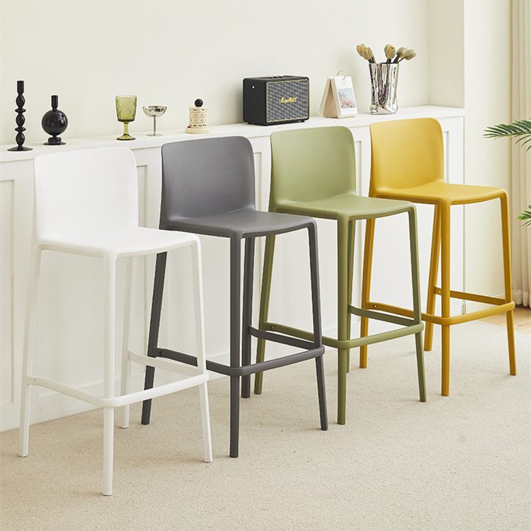 北欧吧台椅家用现代简约凳子户外网高椅椅子酒吧高吧台红塑料脚凳