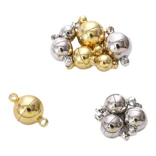 14K包金保色圆球磁铁扣圆珠形磁扣吸铁扣手工DIY材料手链项链饰品