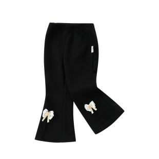 女童加绒裤子秋装新款中小童宝宝洋气不倒绒微喇叭裤儿童保暖长裤