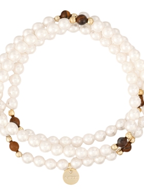 阿吉豆手链女珍珠手链虎眼石手饰