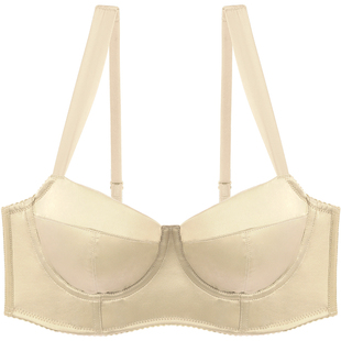 宝诗嫣大胸显小内衣女薄款缎面法式性感文胸背心一体式胸罩衣外穿