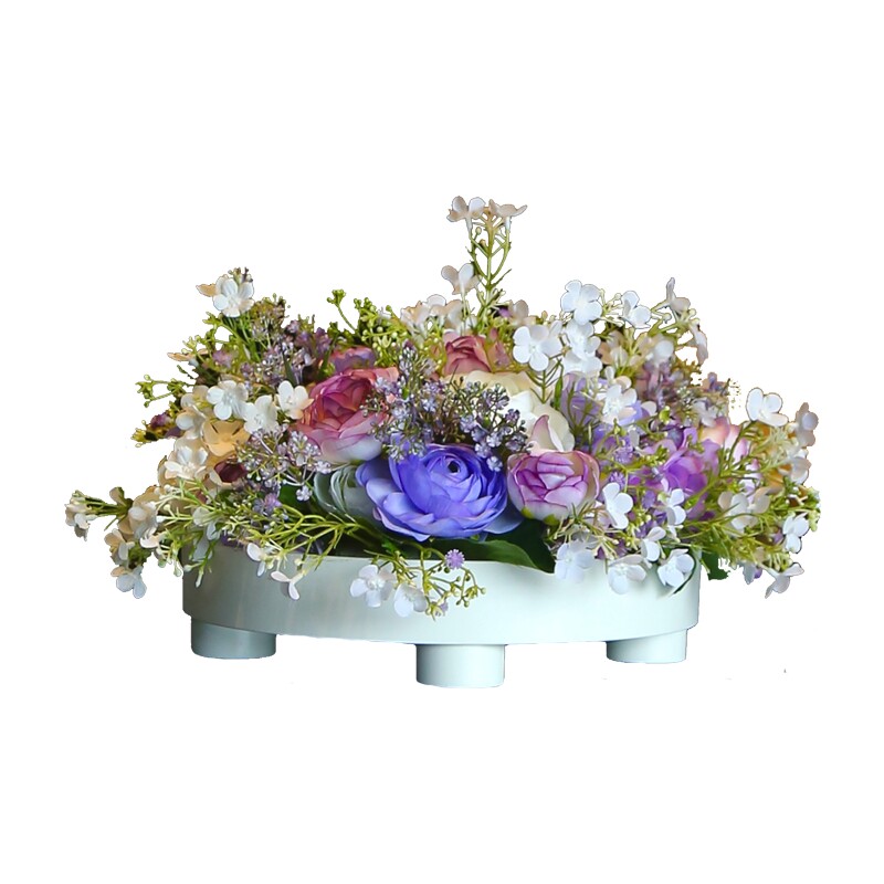蔷薇花开绢花室内花卉+花瓶