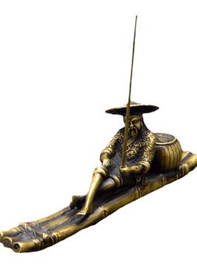 纯黄铜姜太公钓鱼复古创意摆件