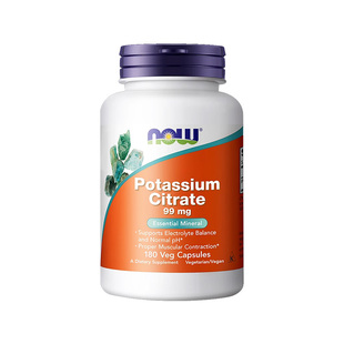 美国进口Now foods诺奥柠檬酸钾胶囊片粉调节平衡酸碱生酮补180粒