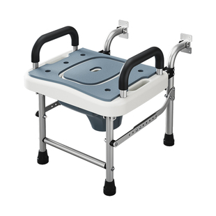 老人坐便器马桶椅子家用蹲便改坐式马桶架挂壁式厕所可洗澡折叠凳