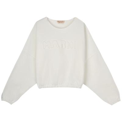 【特享】MARNI 女士纯色LOGO圆领长袖卫衣