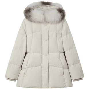 90%鹅绒 BEANPOLE滨波女士简约通勤优雅收腰时尚可拆卸毛领羽绒服