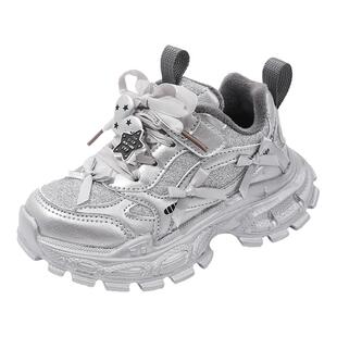 芭芭鸭女童鞋加绒2025新款冬儿童运动鞋女孩保暖二棉鞋轻便老爹鞋