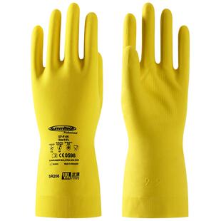 兰浪SR206薄款耐酸碱工业进口橡胶手套耐用防化学实验室劳保工作