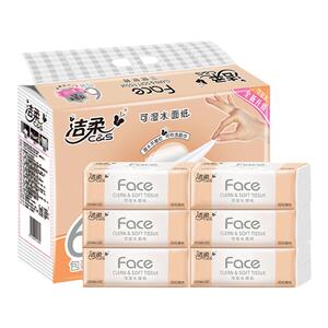 洁柔Face抽纸百花香味100抽可湿水餐巾面巾纸卫生纸巾整箱实惠装