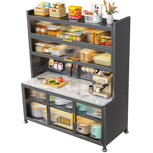 厨房置物架餐边柜岩板储物柜落地多层微波炉多功能收纳碗柜橱柜子