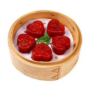 喜宴结婚过节枣茸软糕蒸糕 广式早茶广东酒楼早餐心形红枣糕点