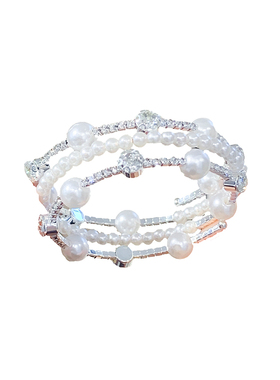 三层环绕大钻珍珠手镯女小众百搭