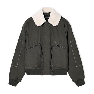 EMPORIO ARMANI/阿玛尼冬季新款男短款加厚飞行工装夹克棉服外套