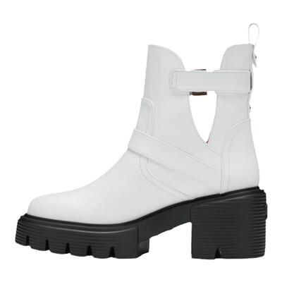 SW秋冬机车风扣带厚底短靴