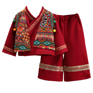 儿童冬季加绒56个民族服装广西壮族侗族哈尼苗族彝族瑶族演出服饰