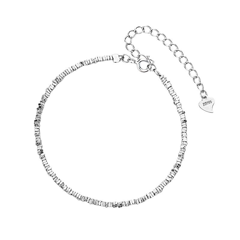 顺庆银楼S999足银潋波碎银手链女简约设计感小众首饰百搭生日礼物