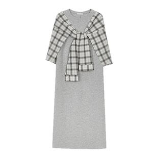 MOUSSY 2026夏季新品优雅复古风格纹外衫长款连衣裙028JSC83-1003