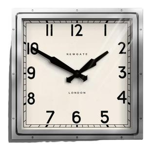 纽约下城公园进口门罗高级质感丹麦现代主义亮银金属方形挂钟
