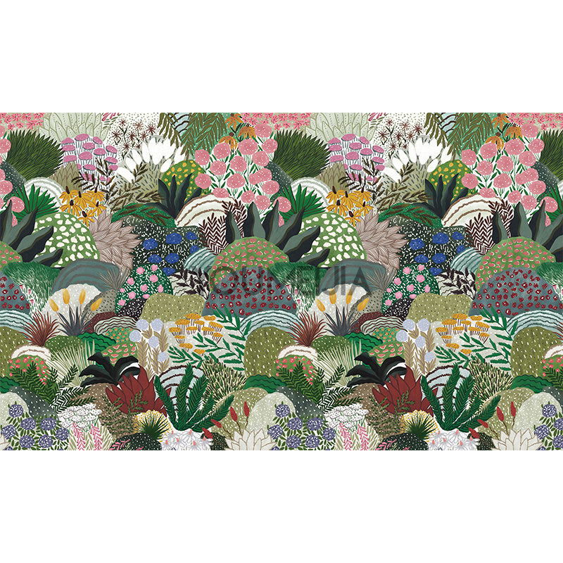 壁纸定制手绘插画植物墙布客厅沙发影视墙壁画美式卧室床头背景墙
