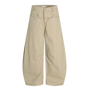 飞型记美式复古工装裤男卡其色廓形拖地显瘦休闲弯刀阔腿长裤子