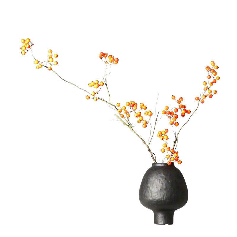 侘寂风粗陶花瓶仿真发财果套装