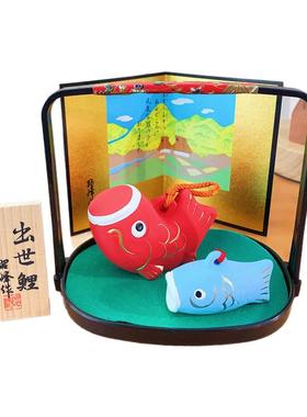 端午节亲子红蓝鲤鱼和风日式摆件