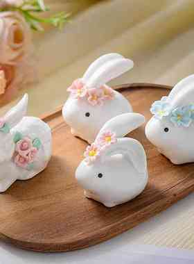 陶瓷装饰品兔子小摆件家居可爱创意客厅办公桌面茶宠生肖工艺品