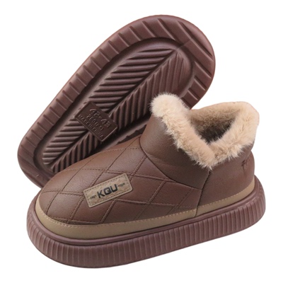 迎青春PU皮防水加绒保暖棉鞋