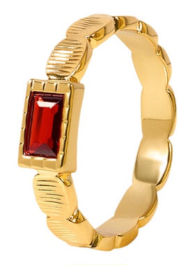 Wens格致系列Edge 镶石方格戒指女高级感小众礼物指环金银双色