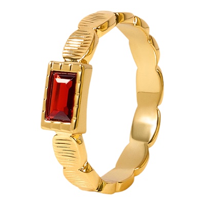 【新年礼物】Wens格致Edge镶石方格戒指女高级感小众红色新年指环