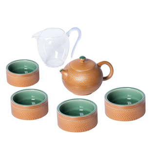 龙泉青瓷便携式功夫旅行茶杯茶具套装户外随行跳刀一壶四杯泡茶壶