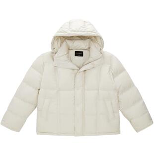 太平鸟男装 连帽羽绒服男短款外套冬季宽松黑色轻蓬面包服潮