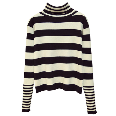 秋冬季条纹加厚学生打底高领毛衣