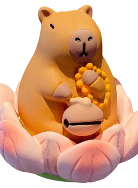 百茂原创佛系好运莲莲猪猪可爱手工摆件精致树脂工艺品桌面小摆件