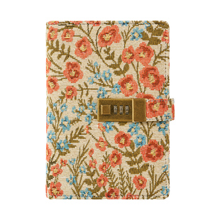 布艺密码笔记本带锁记事本复古风加厚日记本精致高档礼盒可爱文艺风男女孩学生送礼创意简约手账本可定制logo