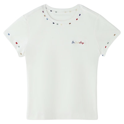 BJHG彩绣针织修身短袖