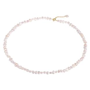 海蒂珠宝  素沫4-5mm淡水巴洛克珍珠项链18k金珍珠锁骨链送女友