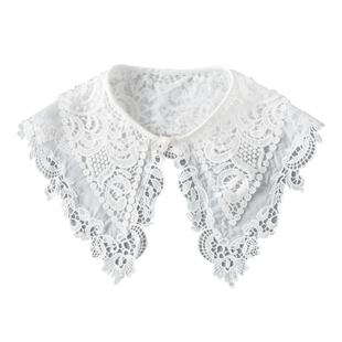 韩版百搭蕾丝领外搭披肩假领子女装领口花边装饰领双层绣花假衣领