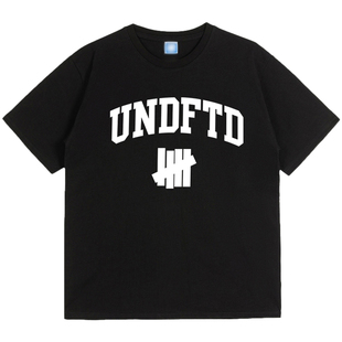 不败五道杠 HIAUTO UND 夏季圆领短袖学院风字母 男女情侣款T恤