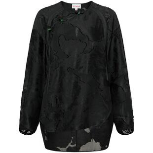 EP雅莹女装 黑色国风印花宽松设计感衬衫上衣 2025夏季新款2239A