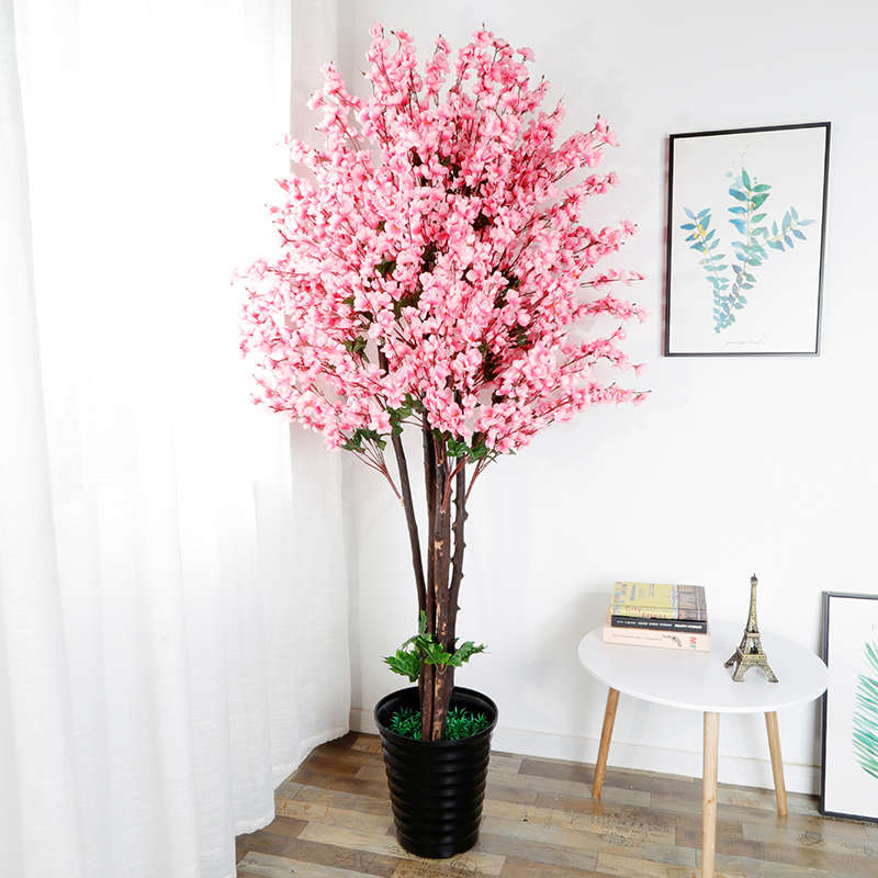 仿真桃花盆栽植物大型假花桃树落地绿植摆件客厅装饰假盆景