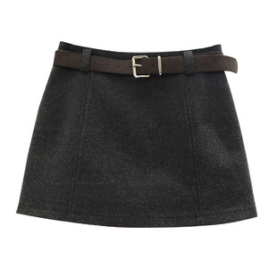 希贝尔茜茜高腰短裙裤女2025冬季显瘦A字裙韩版防走光呢子半身裙