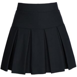 女短裙黑色半身裙春秋新款松紧腰显瘦百褶裙防走光打底裤裙子短款