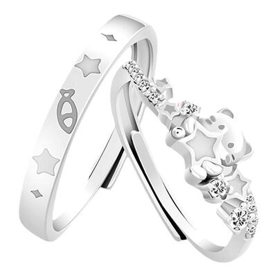 KOOKISS星喵之恋S925银情侣对戒