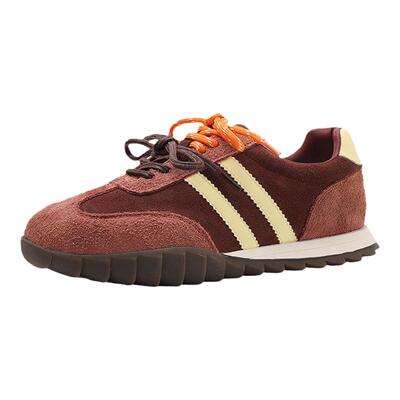 真皮安可拉红厚底阿甘鞋2024秋冬新款复古软底运动休闲鞋小白鞋