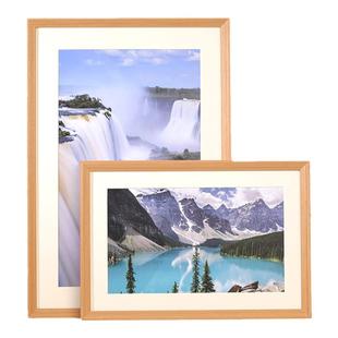 实木质画框定制装裱风景照片任意大尺寸简约现代卡纸相框a3A4挂墙