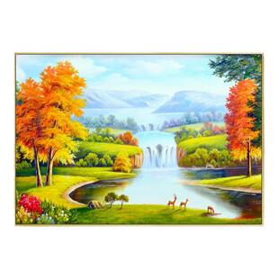聚宝盆流水生财装饰画田园风景山水画客厅餐厅东西背景墙壁画挂画
